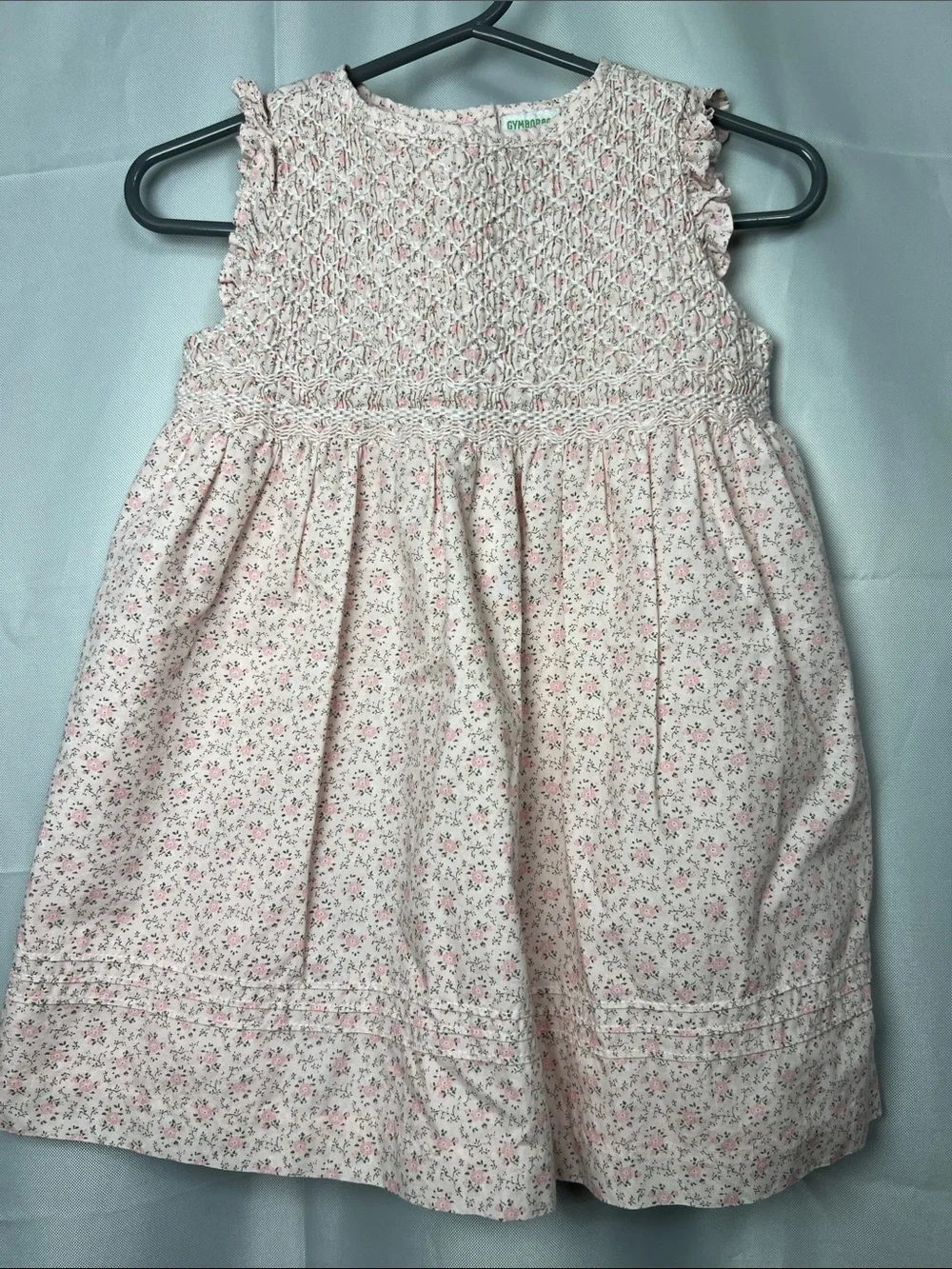 Gymboree pink smocked bodice floral cotton dress 6-12 months